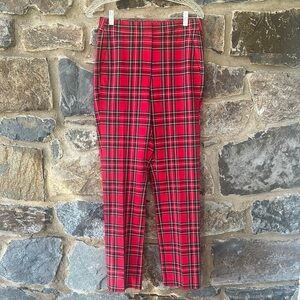J.Crew Red Tartan Plaid Pants | Women’s 4T | Holiday Dress Pants Slim Fit